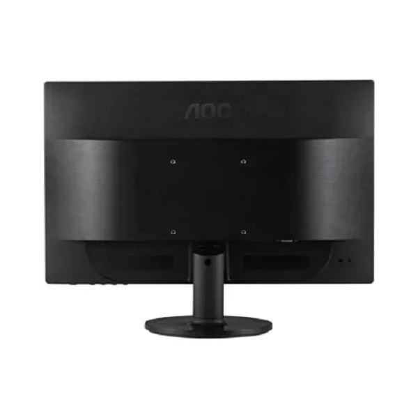 A black AOC 2460SD 24 monitor viewed from the back, showing the AOC logo at the top; this Certified Refurbished display (1920x1080, HDMI, VGA, DVI, USB) delivers reliable performance. Note: NO STAND included.
