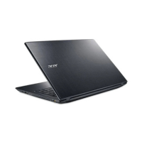 A black Acer TravelMate P259-M laptop with an Intel i3-6100U, 8GB RAM, and 15.6" display is shown partially open from a rear side angle, the Acer logo visible on the lid against a white background.