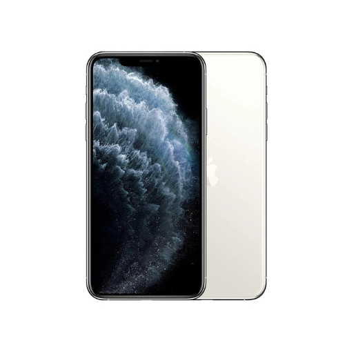 Apple iPhone 11 Pro Max 256GB Silver (Parts Only, broken screen, locked) shown front and back with a sleek design and large display—great for sourcing repair parts like a replacement LCD.