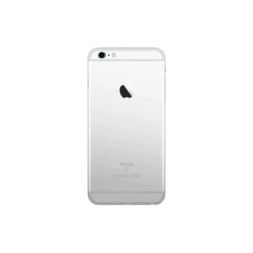 An Apple iPhone 6S Plus 128GB Silver Unlocked Mobile Phone by Apple is shown from the back, highlighting the Apple logo, rear camera, and antenna lines at the top and bottom edges.