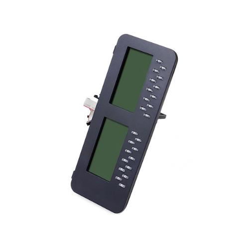 The Avaya JBM24 Button Module 700513570 is a black 24-button expansion unit with dual LCD screens for J169/J179 phones, shown on a white background.