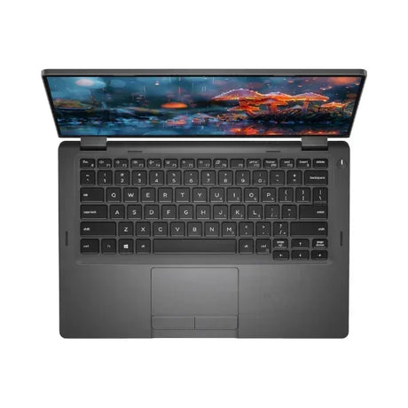 Top-down view of the Dell Latitude 5300 2-in-1, featuring a black keyboard, centered touchpad, and vibrant display. This sleek 13.3" business laptop runs on an i5 processor with 16GB RAM and a 256GB SSD.
