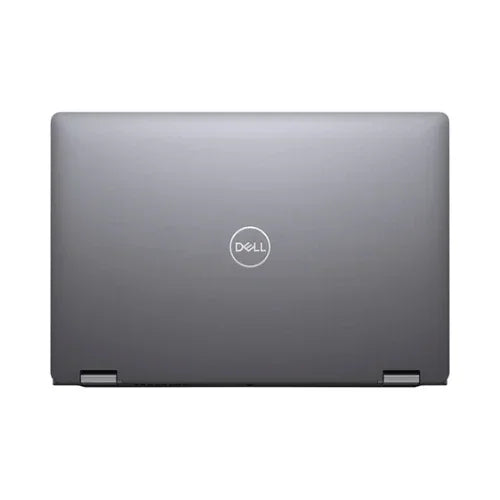 A closed silver Dell Latitude 5310 2-in-1 i7, viewed from above with the Dell logo centered on the lid. Hinges and edges of this certified refurbished Dell laptop are visible at the bottom. Specs: 16GB RAM, 256GB SSD, 13.3" W11P.