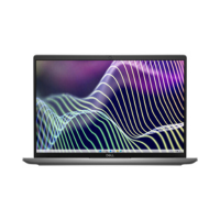 A certified refurbished Dell Latitude 5450 Ultra 7 laptop features a dark gray frame with vibrant wavy lines on screen. Powered by Intel Core Ultra 7, 16GB RAM, and a 512GB SSD, it’s ideal for professionals seeking performance and reliability.