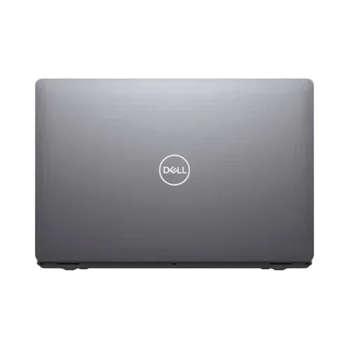 Closed silver Dell Latitude 5511 i7-10850H laptop with 32GB RAM and 512GB SSD, certified refurbished, viewed from above with the Dell logo centered on the lid against a plain white background.