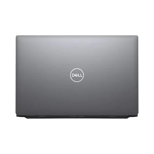 A closed Dell Latitude 5520 i7 laptop in silver is shown from above, featuring the Dell logo centered on the lid against a plain white background.