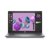 The Dell Precision 3480 i7 laptop features a vibrant digital art display with abstract shapes in purple, blue, and pink, editing tools on each side, and is powered by an NVIDIA RTX A500 GPU for top creative performance.
