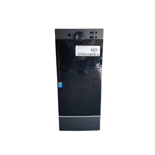 A refurbished GIGABYTE H81M-DS2 SFF desktop with Intel Core i3-4150 3.5GHz CPU, 6GB RAM, and front USB ports, audio jacks, and a barcode label stands upright on a white background. No OS included.