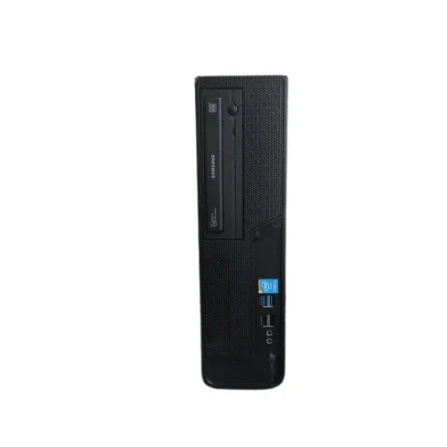 The GIGABYTE H97M-HD3 SFF PC, featuring an i3 4160 3.6GHz CPU, 8GB RAM, and 128GB SSD, is a black small form factor tower with a DVD drive, USB ports, audio jacks, and an Intel sticker on the front against a white background.