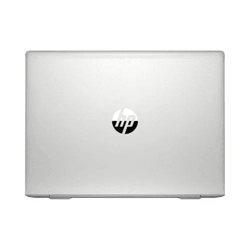 A closed silver refurbished HP ProBook 440 G7 i7 laptop is shown from above, featuring the HP logo centered on the lid against a plain white background.