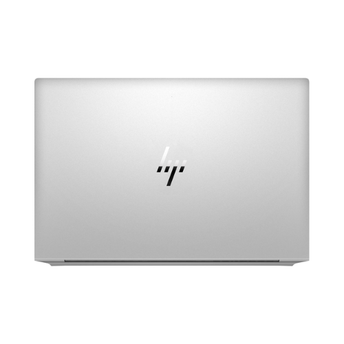 A closed HP EliteBook 830 G7 i7 laptop with the HP logo centered on its silver lid is seen from above against a plain white background.