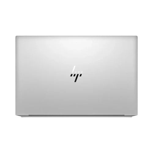 A closed silver HP EliteBook 850 G7 i7 business laptop, with the HP logo centered on the lid, is shown from above against a plain white background.