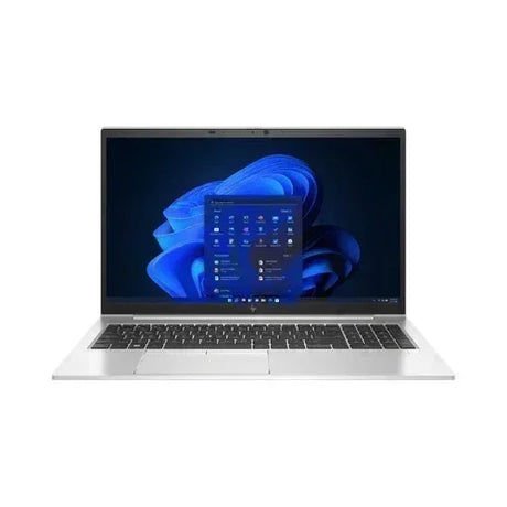 The refurbished HP EliteBook 850 G8 features an Intel Core i7-1185G7 3GHz CPU, 16GB RAM, 256GB SSD, LTE, a 15.6 display, and runs Windows 11 Pro. The laptop has a black keyboard and is shown on the Windows home screen.