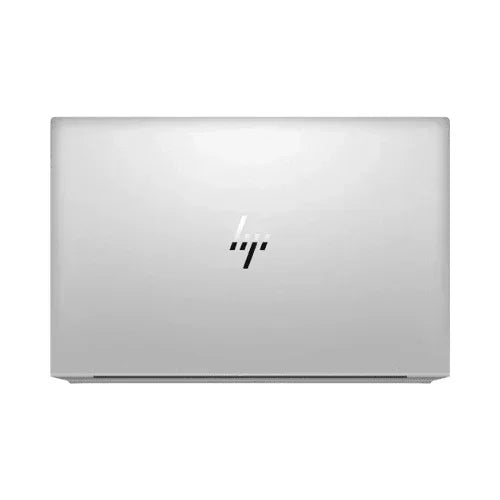 A closed silver refurbished HP EliteBook 850 G8 i7 viewed from above, with the HP logo centered on the lid, set against a plain white background.