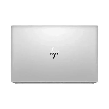 A closed silver refurbished HP EliteBook 850 G8 i7 viewed from above, with the HP logo centered on the lid, set against a plain white background.