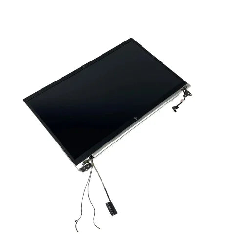An HP EliteBook 850 G8 15.6" IPS 1920x1080 Non-Touch Display Panel + Assembly by HP, shown detached with visible hinges, wiring, and connectors—restored for reliable performance and covered by warranty.