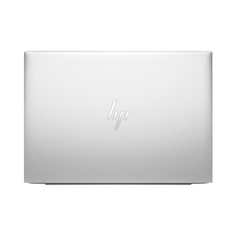 A closed silver HP EliteBook 860 G10 i7 1355U laptop by HP is shown from above with the HP logo centered on the lid, set against a plain white background.