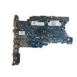 An HP EliteBook 640 G4 i7 8550 Motherboard (HP L09570-601), refurbished and blue, with connectors, ports, and labeled DIMM, WLAN, SSD slots—viewed from above on a white background. 3-month warranty included.
