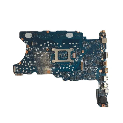 A blue refurbished HP EliteBook 640 G4 i7 8550 motherboard (HP L09570-601) with visible circuits, USB, HDMI, and audio ports on the right; includes 3-month warranty. Brand: HP.