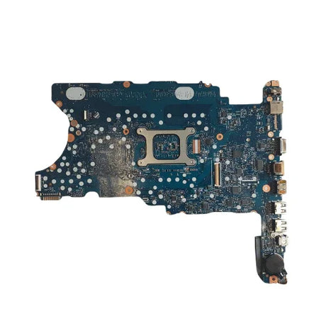 A blue refurbished HP EliteBook 640 G4 i7 8550 motherboard (HP L09570-601) with visible circuits, USB, HDMI, and audio ports on the right; includes 3-month warranty. Brand: HP.