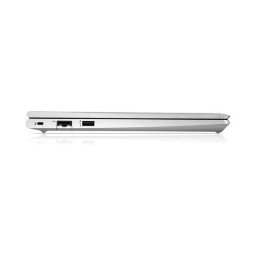 A closed HP ProBook 440 G8 i5-1135G7 business laptop is shown from the side, highlighting its slim design and ports like USB, Ethernet, and a security lock slot.