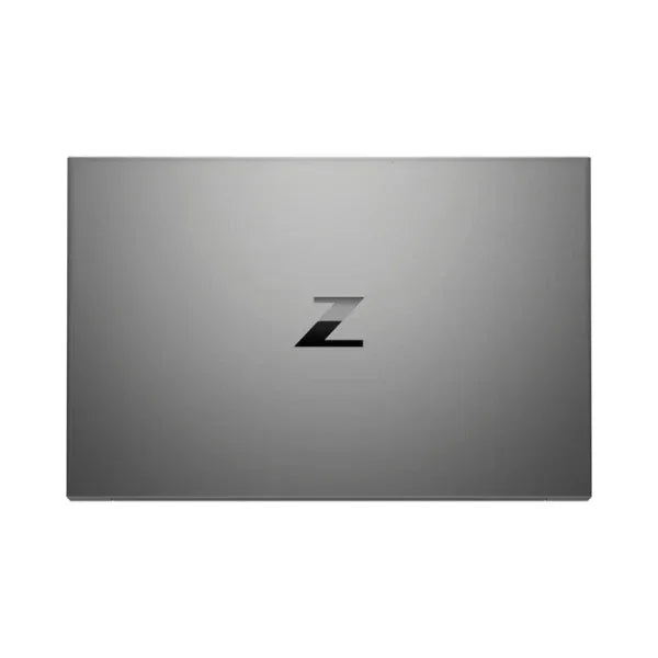 A closed silver HP ZBook Studio G8 with a centered black Z logo rests against a white background. Certified refurbished, it features an i9-11950H, 32GB RAM, 1TB SSD, RTX A2000, and Windows 11 Pro.