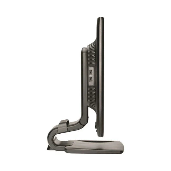 Side view of an HP LA2206x 21.5 1920x1080 LCD Monitor on a curved stand, showing two USB ports on the back panel. The Full HD HP monitor is set against a plain white background.