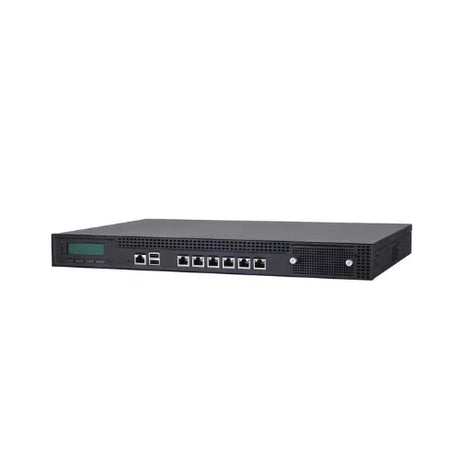 The Lanner FW-7573ASF801 1U Network Security Appliance (certified refurbished) features multiple Ethernet and USB ports, a small LCD display, and control buttons on the front panel, shown against a white background.