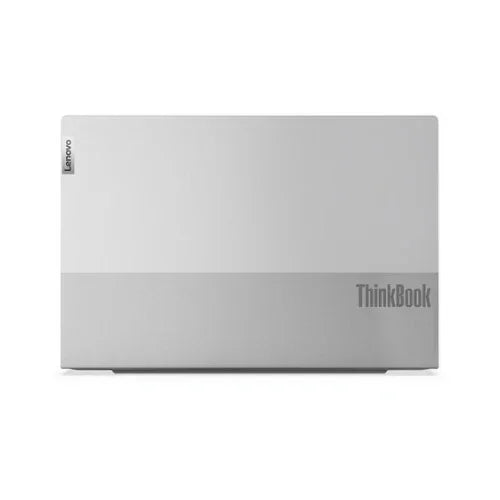 A closed silver Certified Refurbished Lenovo ThinkBook 14 G2 is shown from the back, with a two-tone design and ThinkBook logo. Powered by Intel Core i5-1135G7, 8GB RAM, 256GB SSD, and Windows 11 Pro for enhanced productivity.