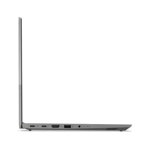 A slim, silver Certified Refurbished Lenovo ThinkBook 14 G2 (i5 1135G7, 8GB, 256GB SSD) is shown from the left with its lid open, displaying USB, HDMI, and audio ports against a white background.