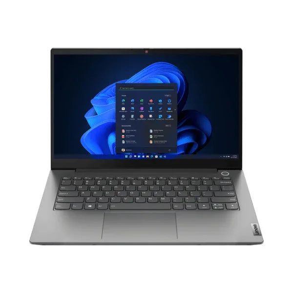 A gray Lenovo ThinkBook 14 G4 i5 1235U laptop with a black keyboard is open on a white background, displaying Windows 11 Pro on its 14" screen.