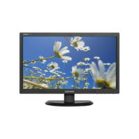 A refurbished Lenovo ThinkVision E2224 21.5" 1920x1080 display shows a close-up of white daisies against a blue sky, viewed from a low angle.