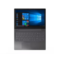 A refurbished black Lenovo V130-15IKB laptop with a full keyboard and touchpad is open on a white background, showing the Windows 10 Pro home screen. Specs: i5 7200U 2.5GHz, 4GB RAM, 250GB SSD, 15.6" HD display, and a 1-year warranty.