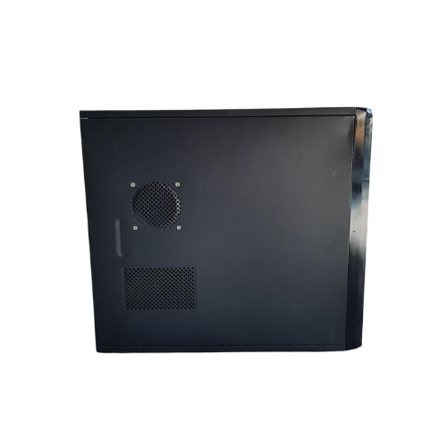 A refurbished MSI MS-7817 SFF desktop by MSI is shown from the side, displaying a black case with two ventilation grills, a handle, and space for its 1TB hard drive, set against a plain white background.