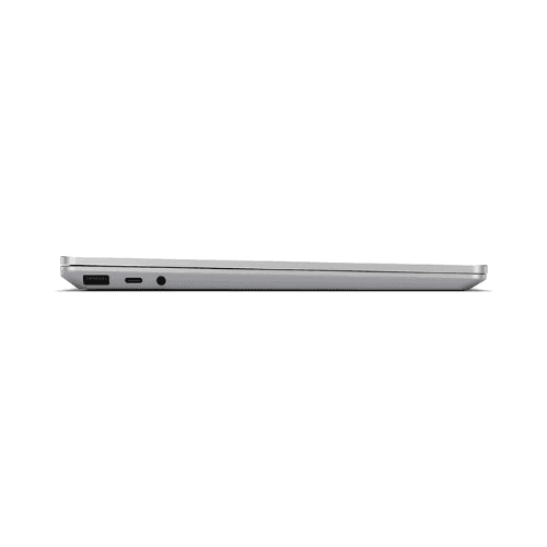 A closed Microsoft Surface Go Tablet i5 1035G1 (8GB, 256GB, 12.4" Touch, W11P) is shown from the side against a white background, highlighting its slim profile and ports—ideal for those seeking Microsoft parts or compatibility.