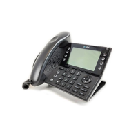 A Certified Refurbished Mitel IP485G Gigabit VoIP Phone in black, featuring an 8-line color display and multiple buttons, is shown angled on a white background.