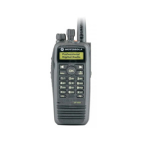 The Motorola DP3600 Display Portable Two-Way Radio Black by Motorola is a two-way radio with keypad, screen, and control knobs for communication.