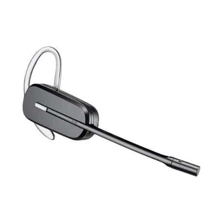 The Plantronics CS540A Wireless DECT Headset (84693-03), brand new in box, is a black headset with an ear hook and long microphone boom for professional communication, shown on a white background.