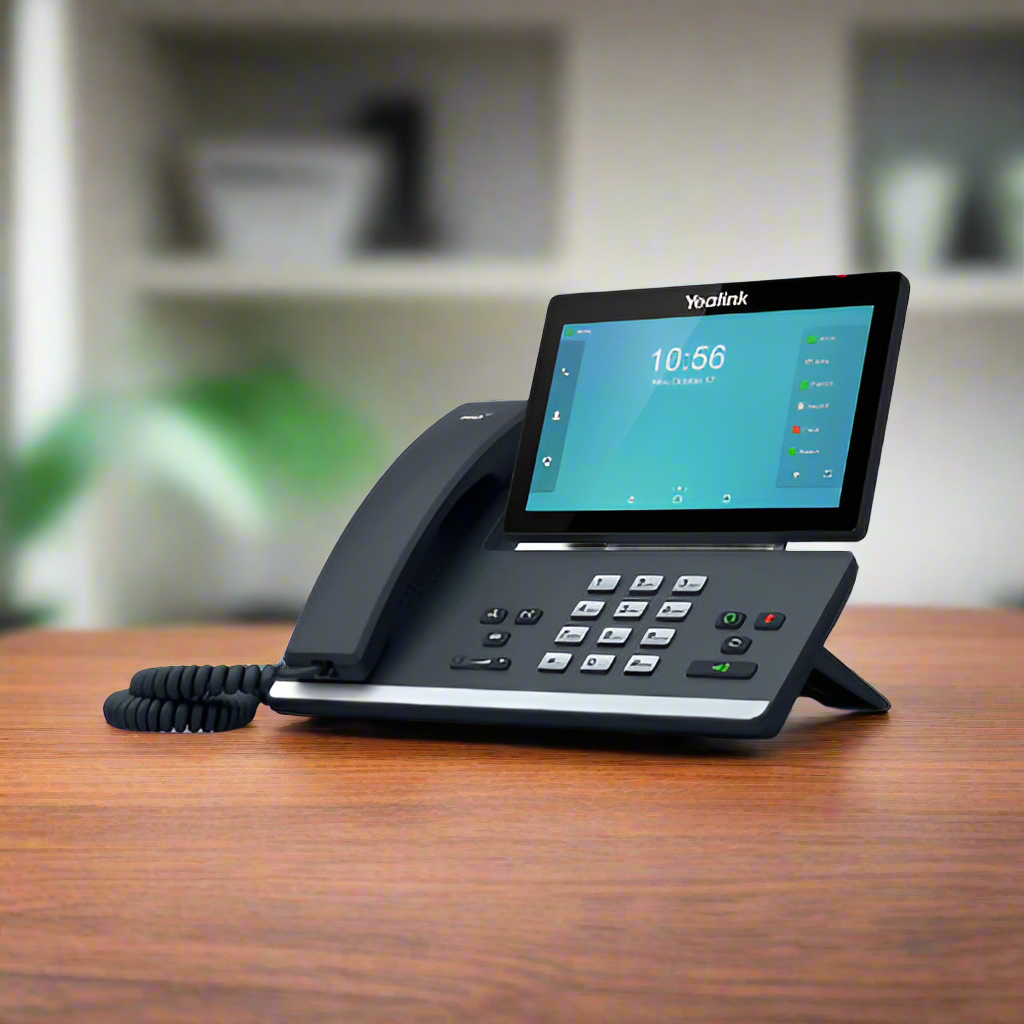 The Yealink SIP-T58A 7" Android Business IP Phone, certified refurbished, features a touchscreen and 16-line HD support. Perfect for busy offices, this modern Yealink device offers advanced functionality and warranty protection.
