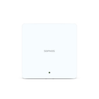 A black, square Sophos AP6 420 WiFi 6 Access Point (indoor, 2x2 MU-MIMO) with rounded corners. SOPHOS is centered on the front and a green indicator light near the bottom. Certified Refurbished for quality you can trust.