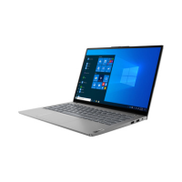 A slim, silver Lenovo ThinkBook 13s G2 (i5-1135G7, 8GB, 256GB, 13.3" WUXGA) Certified Refurbished Laptop with Windows 11 Pro is shown angled left, highlighting the keyboard, ports, and a sleek design.