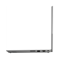 A sleek Lenovo ThinkBook 14 G4 with i5 1235U, 8GB RAM, and 256GB SSD is shown partially open from the side, highlighting its slim profile and ports—ideal as a refurbished business laptop with Windows 11 Pro and a 1-year warranty.
