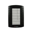 The Polycom VVX Expansion Module 2201-46300-001 by Polycom features 14 labeled buttons per side of its display, showing contacts and extensions—making it an ideal call management solution. The Polycom logo appears at the bottom. NEW IN BOX.