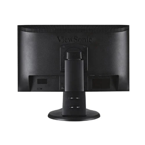 A black Viewsonic VG2428WM 24 1920x1080 monitor, viewed from the back, shows various ports along the lower rear panel. The Viewsonic logo is visible at the top center. This model is sold without a stand.