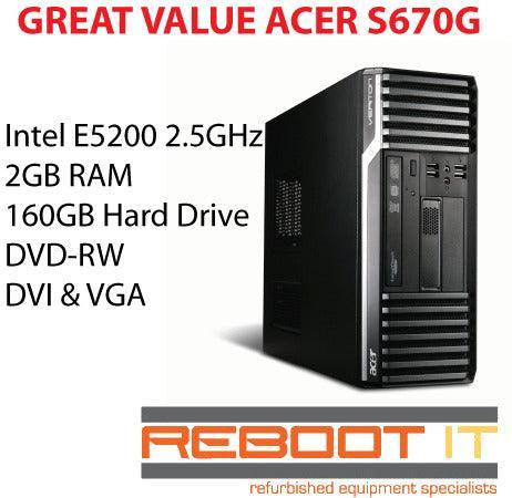 Acer S670G Mini Tower Pentium Dual-Core E5200 2GB 160GB DVDRW