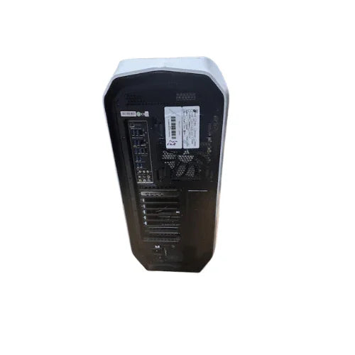 The ASUS Tower i7 5930K 3.5GHz 32GB 2x4TB P1000 X99-DELUXE NO OS | Wty is pictured from the back, revealing its ports, slots, and vents, set against a white background.