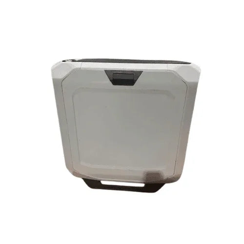 A gray, rectangular hard-shell case with black handle and reinforced corners, perfect for transporting your ASUS Tower i7 5930K desktop, is shown against a plain white background.