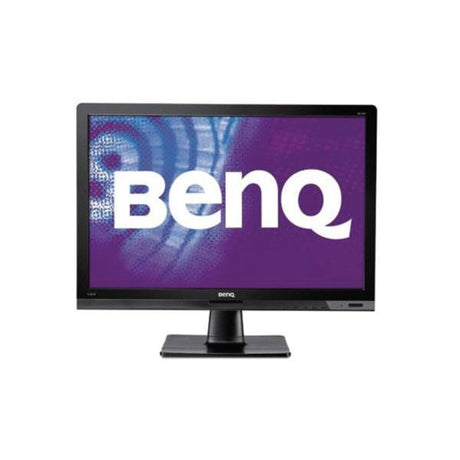 A certified refurbished BenQ BL2201 22 16:10 1680x1050 DVI VGA 5ms Monitor (NO STAND) displays a purple screen with the white BenQ logo and abstract patterns, shown from the front against a white background.