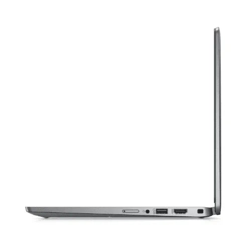 A slim, silver Dell Latitude 5330 i5 business laptop is shown from the left with its screen open, revealing USB ports, an HDMI port, and a card slot against a white background.