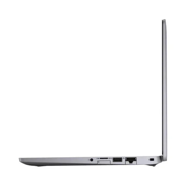 A slim, silver Dell Latitude 5310 i5 business laptop is shown from the side with its 13.3 screen open at a right angle, displaying USB, Ethernet, and audio jack ports. Specs include 16GB RAM, 256GB SSD, and Windows 11 Pro.